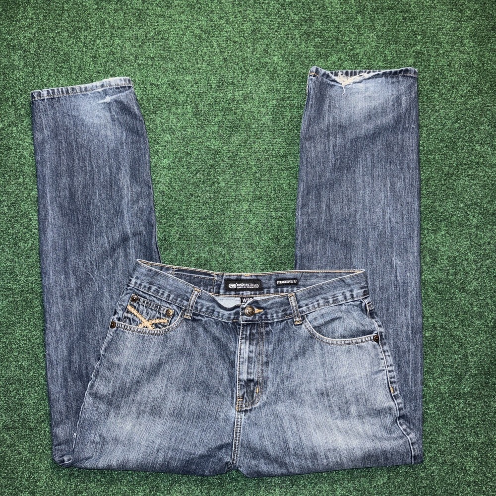 Vintage Ecko Untold Blue Jeans Men's Straight Fit Size 36x34 Y2K U6